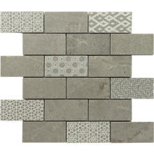 Long Rectangle Shape Deco Floor Wall Natural Marble Stone Mosaic